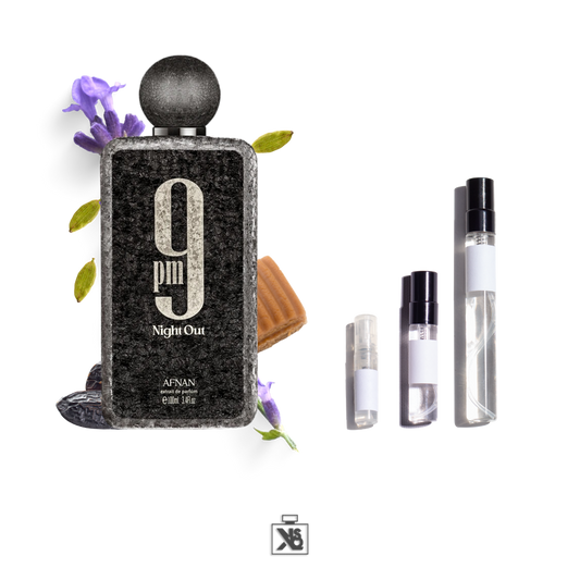 Décant authentique de AFNAN 9PM Night Out Extrait de Parfum mixte - 2ml/5ml/10ml